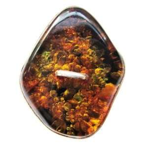  Baltic Honey Amber Sterling Silver Button Style Pin 