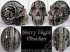 SPECTACULAR Large Starry Night Obsidian Carved Crystal Skull from 