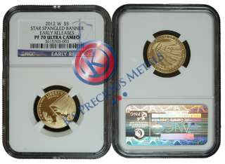 2012 W Star Spangled Banner Commemorative Gold $5 NGC PF70 PF 70 Early 