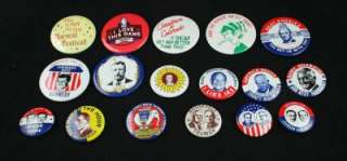 Vintage Lot 17 Campaign And Assorted Lapel Buttons Pins Retro Used 