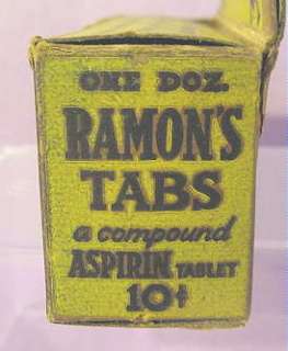 Vintage RAMON Medicine Tabs Display Box & 3 Sample Tab Packages with 