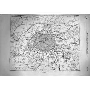  1870 War Map Fortifications Paris France Vincennes