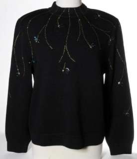 St. John Evening Black Dragonfly Studded Rhinestone Size Large Womans 