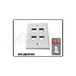  4 Port Wall Plate, 2.3/4(W) x 4.1/2 (H)  WHITE