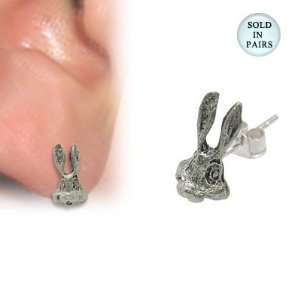 Rabbit Head Ear Studs .925 Sterling Silver