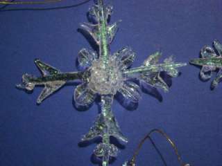 SET OF 4 SPUN GLASS SNOWFLAKE CHRISTMAS ORNAMENTS~NEW  
