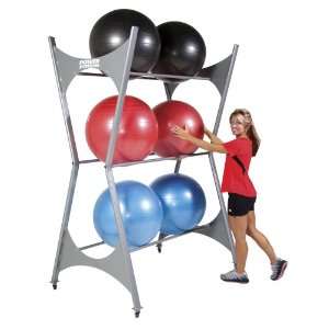  Elite Stability Ball Storage Rack w/ Casters and 6 Ball 