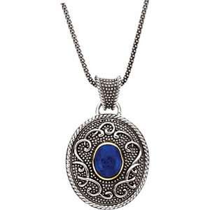    Sterling Silver and 14K Yellow Gold Lapis Lazuli Necklace Jewelry