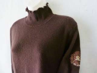   MARIE GRAY Romantic Chocolate 100% CASHMERE Sweater~Logo Crest~S/M~HTF