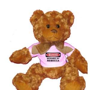   Beware of Rebecca Plush Teddy Bear with WHITE T Shirt Toys & Games