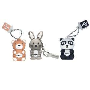  Emtec Animal USB 4GB Flash Drive Set Panda/ Bunny/ Teddy 