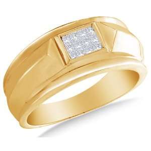 Gold Diamond MENS Wedding Band OR Fashion Ring   w/ Channel Invisible 