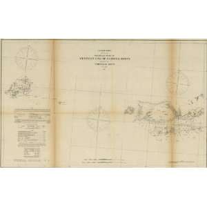  1864 Civil War map Nautical charts, Florida Keys