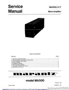 Marantz MA500 Amplifier Service Manual in PDF format  