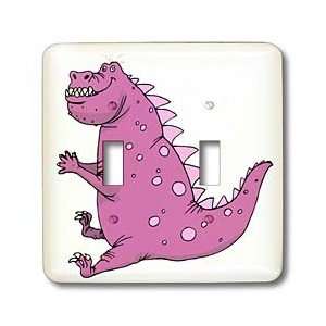 Florene Childrens Art   Cute Hot Pink Dinosaur   Light Switch Covers 