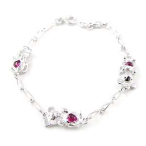  Silver bracelet Petite Souris red heart. Jewelry