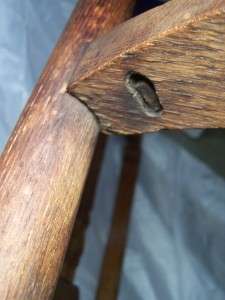   carved oak upholstered Windsor rocking Chair spindle turned arm  