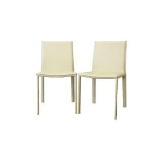  Baxton Studio Crawford Ivory Leather Modern Dining Chair 