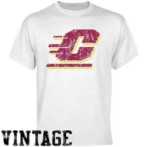 NCAA Central Michigan Chippewas White Distressed Logo Vintage T shirt