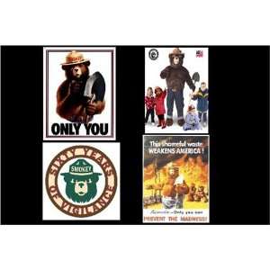  Smokey the Bear Magnets, Set of Four