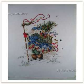 Snowy St. Nick  PREORDER COMPLETED CROSS STITCH SANTA  