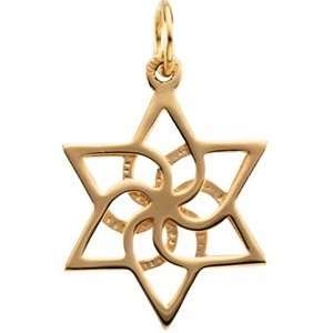  Solid 14k Yellow Gold Star of David Pendant (Made in Holy 