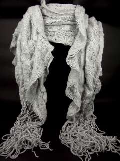   Style Grey Color Crocheted Knit Wrap Shawl Dresser Scarf A11213  