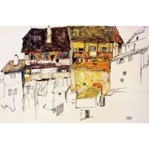 FRAMED oil paintings   Egon Schiele   24 x 16 inches   Old Houses in 