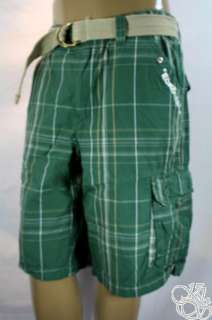 ECKO UNLTD Plaid Shorts w/ Free Belt Mens PANTS NEW  