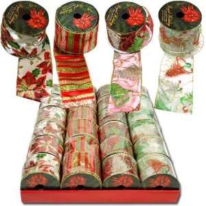  4pk Fabric Ribbon 3 Yard Roll Christmas Wrapping Ribbon 