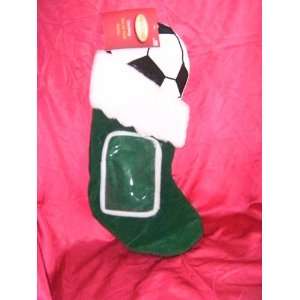 Green Christmas Stocking with Clear Picture Window and White Fur and 