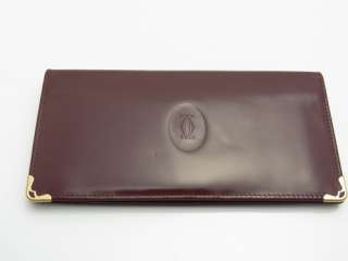 Cartier Authentic Auth Leather Clutch Wallet Purse Red  