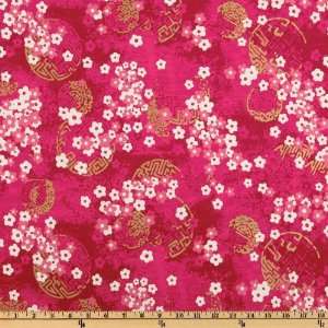  44 Wide Asian Collection Plum Blossoms Fuchsia Fabric By 