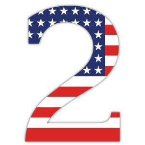 Number 2 #2 # 2 Two USA American Flag Vinyl Car Bumper Sticker Decal 