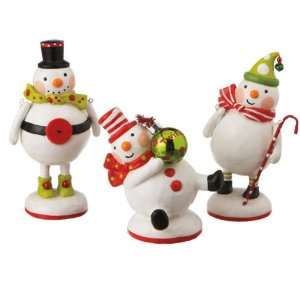    Set of 3 Whimsical Snowman Table Top Figurines