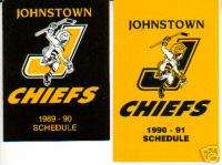 1989 90 Johnstown Chiefs Hockey Pocket Schedule ECHL  