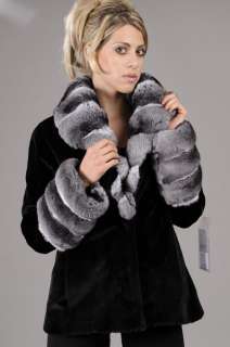   Fur jacket with real Chinchilla collar and cuffs   ALL SIZES  