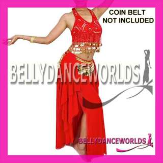 SEXY BELLY DANCE COSTUME TRIBAL SKIRT SIDE SLITS 8COLOR  