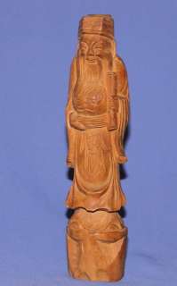 Antique Asian Hand Carving Wood Old Male Figurine  