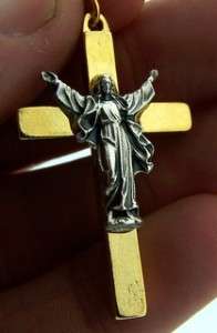 Gold Silver He Has Risen Christ Cross Medal Crucifix  