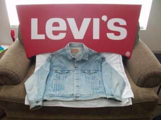 VTG Mens Levis 4 PKT Light Medium Wash Denim Cotton Jean Jacket SZ 