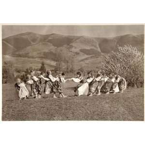  1953 Slovakian Children Girls Playing Luzna Slovakia 