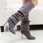 NEW GRAY OVER KNEE HIGH HEEL BOOTS SIZE 6  