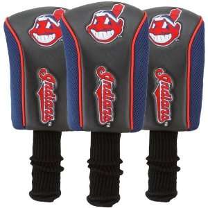  Cleveland Indians Black 3 Pack Golf Club Headcovers 