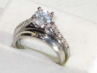 3PC SIMULATED DIAMOND ENGAGEMENT RING & WEDDING BAND ETERNITY RING SET 