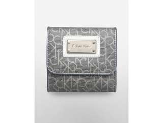 calvin klein womens simone metallic logo french frame coin purse 