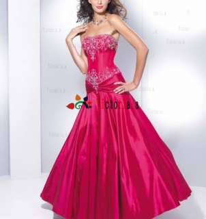 Red Quinceanera Strapless Embroidery Beading Evening Dresses Prom 