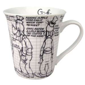   Goofy Sketch Mug   Porcelain Cup Featuring Black & White Drawings