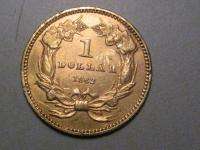 1862 Civil War era GOLD $1.00 Large Indian Head US coin. Damaged 