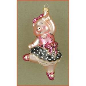  Margaret Cobane Glass Ornament   Dancing Piggy